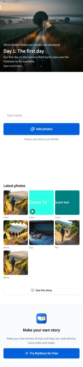 The guest page on a phone