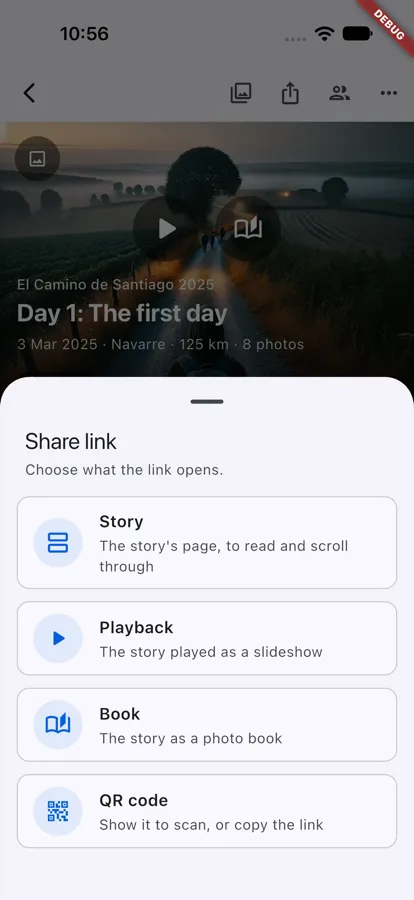 Share link in the app