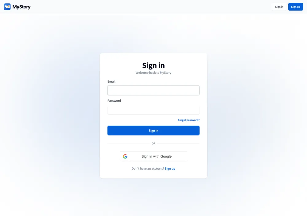 The sign-in page on the web
